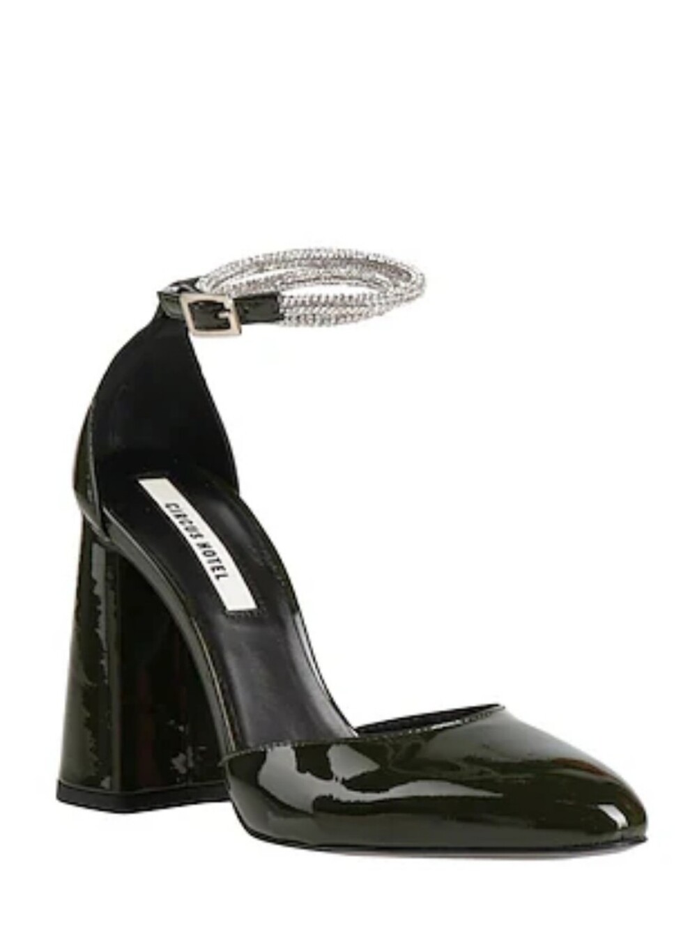 Circus Hotel Dark Green Patent Embellished Jeweled Strap Pumps Size 39 9